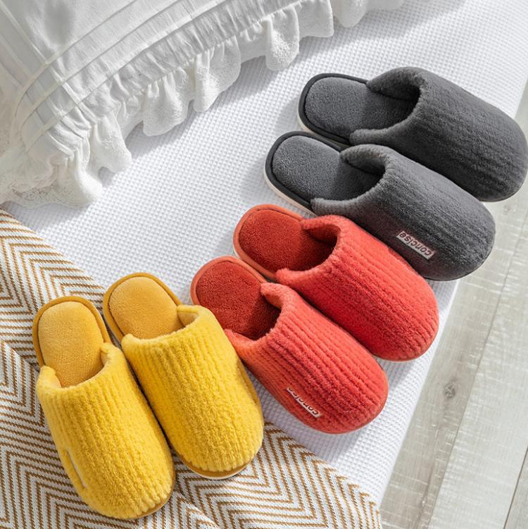 Autumn and Winter Pure Cotton Slippers Indoor Non-slip Soft-soled Shoes Warm Simple Plush Cotton Shoes