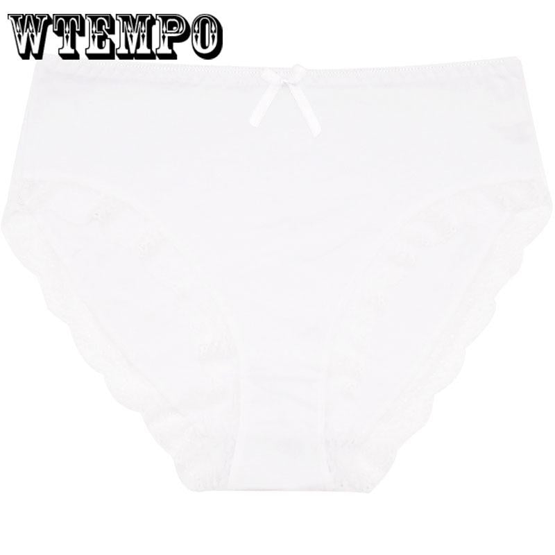 WTEMPO 6 Pcs/Lot  Woman Underwear Briefs Seamless Panties Plus Size Lace Cotton Sexy Antibacterial