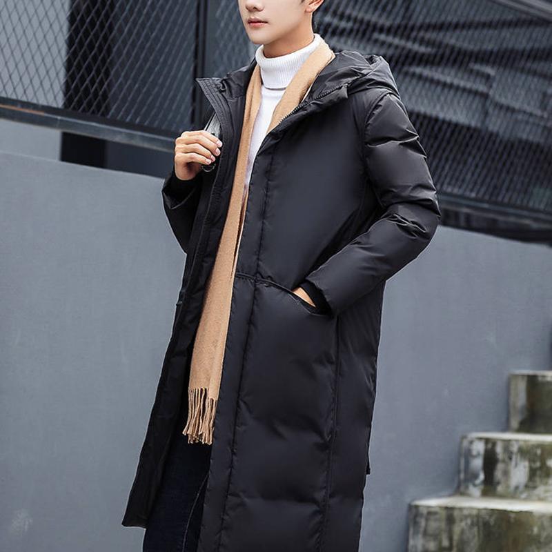 Winter Men's Down Jacket Medium Length Thickened Student Korean Coat Trend White Duck Down Handsome Coat