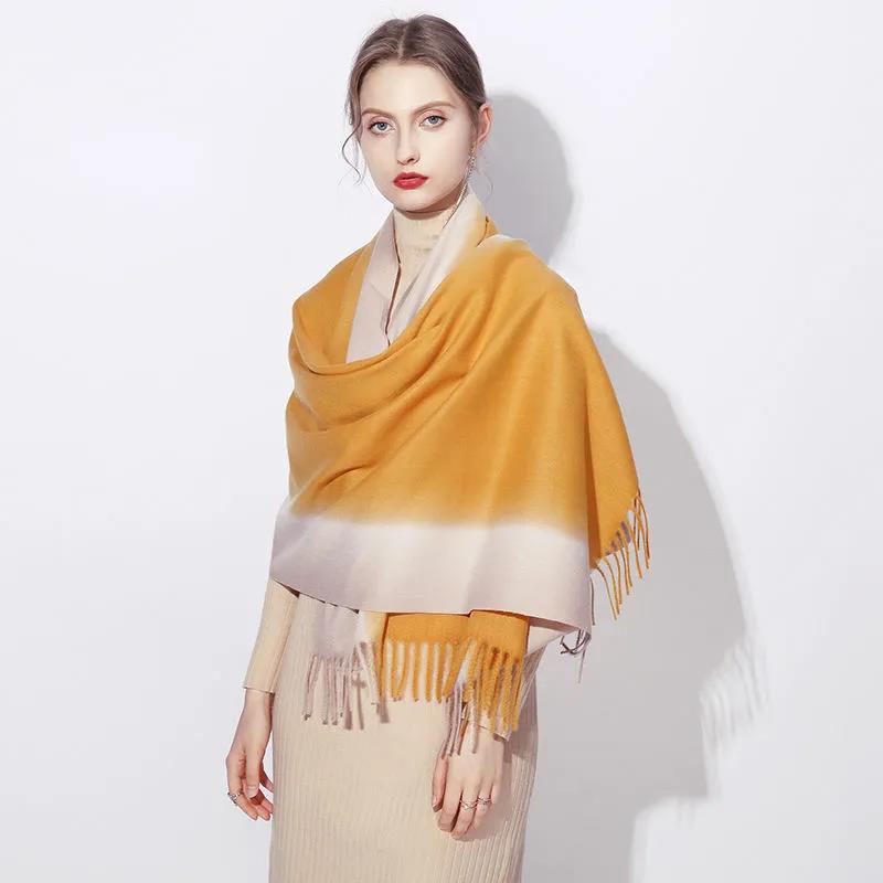 Winter Imitation Cashmere Scarf Wild Oversized Fringe Plaid Scarf Thickening and Lengthening Scarf Shawl