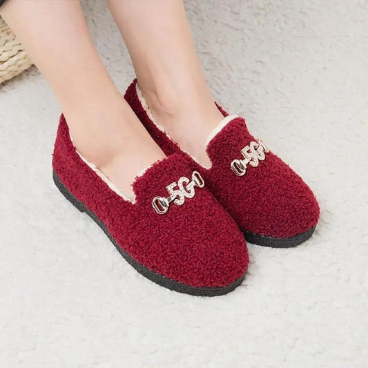 Winter Plush Shoes Plus Velvet Thick Non-slip Warm Thick Bottom Home Women's Cotton Shoes