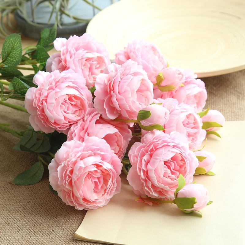 Nordic Simulation Peony Flower Bouquet Home Living Room Floor Decoration Dried Flowers Fake Flowers Silk Flower Ornaments