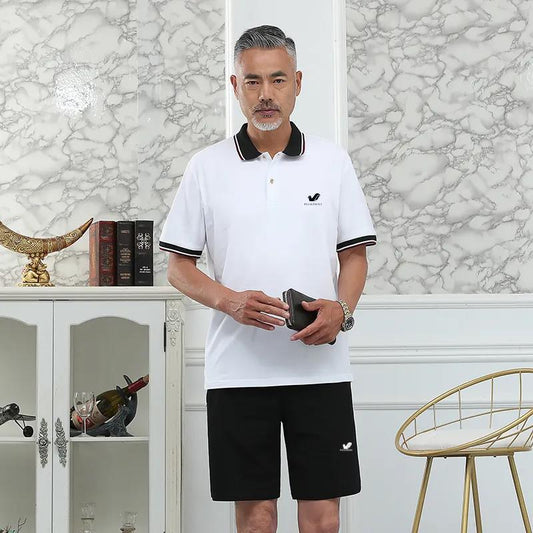 Summer Middle-aged and Elderly Men's Short-sleeved Suit Sports Cotton Loose Dad Two-piece Men's Suit