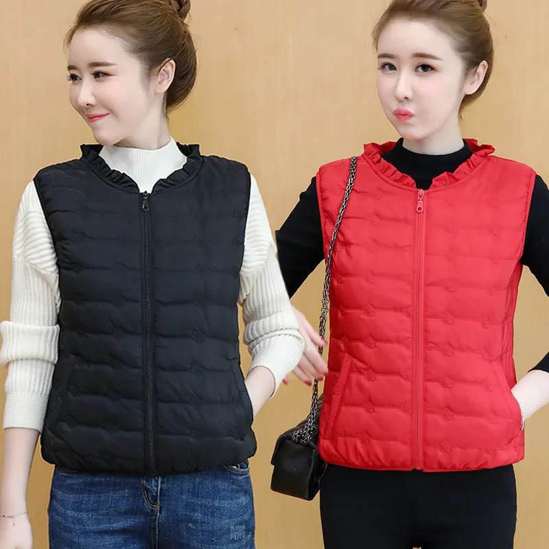 Women's Down Cotton Waistcoat Short Lightweight Thin Autumn and Winter Waistcoat Waistcoat Jacket