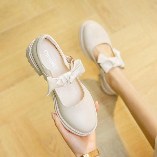 Shallow Mouth Single Shoes Women's Wild Thick-heeled Gentle Small Leather Shoes Ladies Cute Small Leather Shoes Retro Lolita Shoes