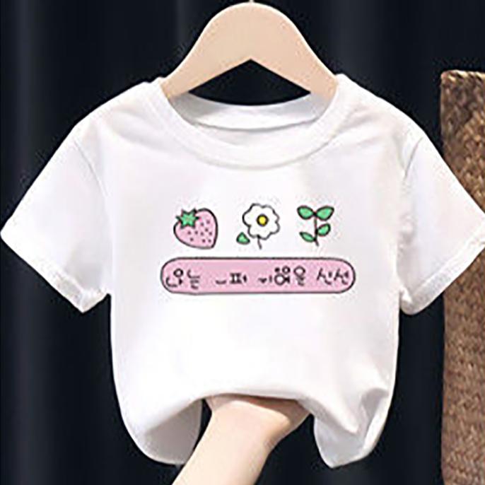 Summer Kids Cute Printing T Shirts Short Sleeve Tops Korean Style O-neck Loose T Shirts For Children Girls