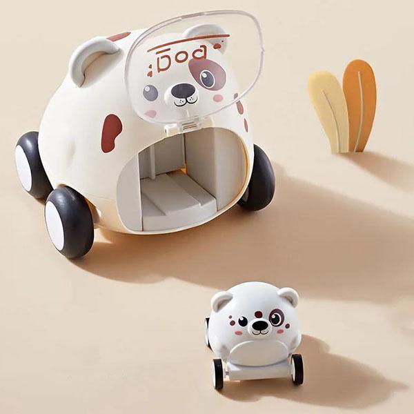 Children's Educational Toys Cartoon Button Catapult Car Toys Small Animal Inertia Toy Car Fall-resistant Cute Pet Modeling Toys