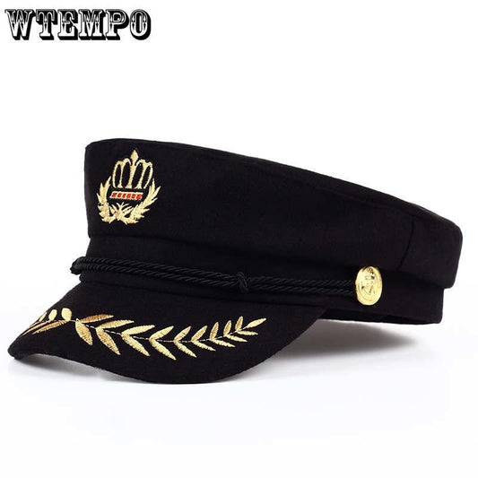 WTEMPO Voron 2017 New High Quality Student Cap Men Women Cadet Hat Wool Flat Top Black Army Sailor H