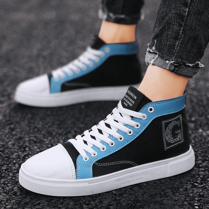 Large size sneakers high-top men's shoes sneakers wild casual canvas shoes men's trend