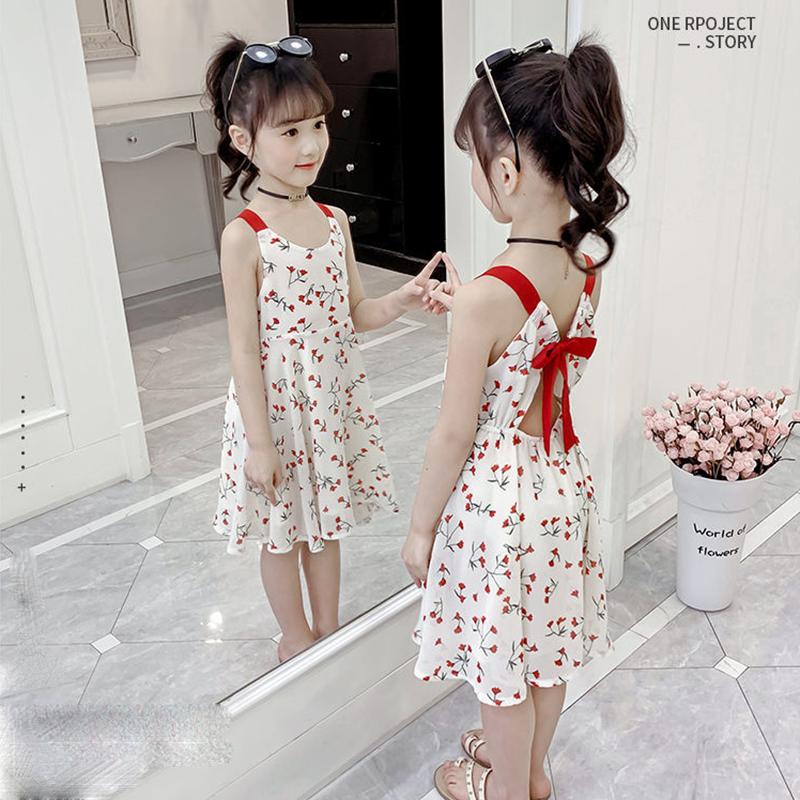 Children Dress Spring Summer Sling Kids Clothing  Baby Girls Clothing Printing Sleeveless Dress Girl