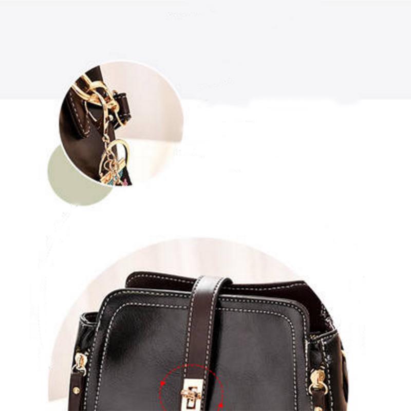 Crossbody Bag Women Red Leather Buckle Pendant Waterproof Large Capacity Shoulder Bags Handbag