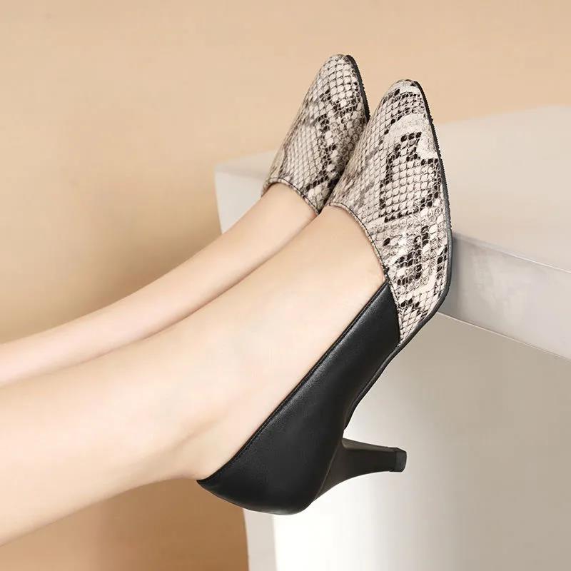 Spring Women's Stiletto Mid-heel Pointed Toe Work Women's Shoes All-match Women's Shoes