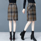 Autumn and Winter Woolen Plaid Skirt Women's High Waist Small Temperament A-line One Step Hip Skirt