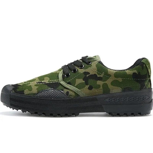 Men's and Women's Anti Slip Wear-resistant Shoes Low Top Camouflage Military Training Work Shoes Casual Exercise Flat Shoes