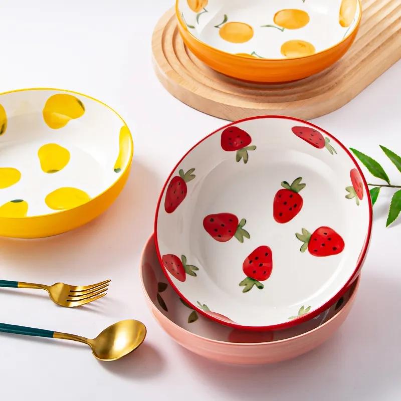 Ceramic Deep Dishes High-value Dishes Home Cute Salad Bowls Soup Plates Discs Underglaze Big Plate