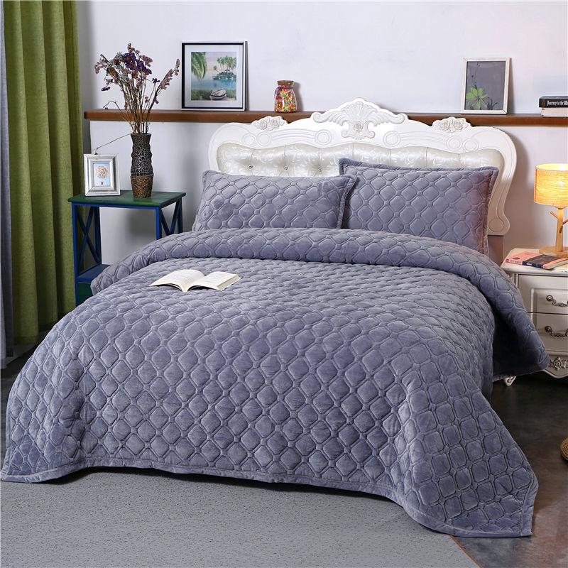 1PC Crystal Fleece Soft Warm Blanket Sheets Thick Ab Version Flannel Bed Cover Blanket Coral Fleece Quilted Sheets Single Double Blanket