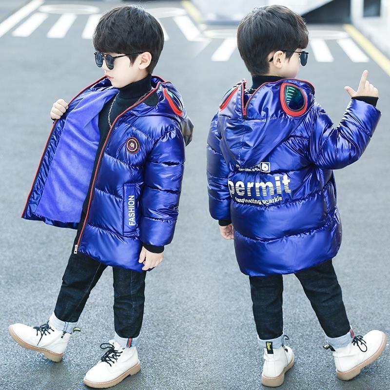 Boys Silver Padded Jacket Fashion Winter Ultraman Children's Padded Jacket Plus Velvet Padded Down Padded Jacket