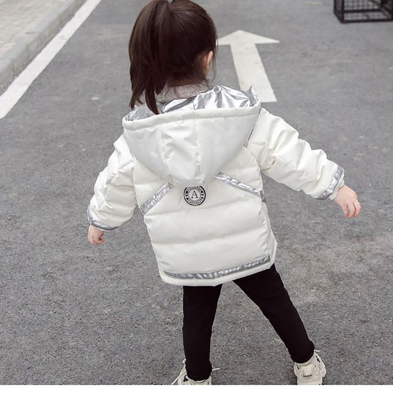 Girls' Down Jacket Short Thick White Duck Down Color Matching Warm Jacket