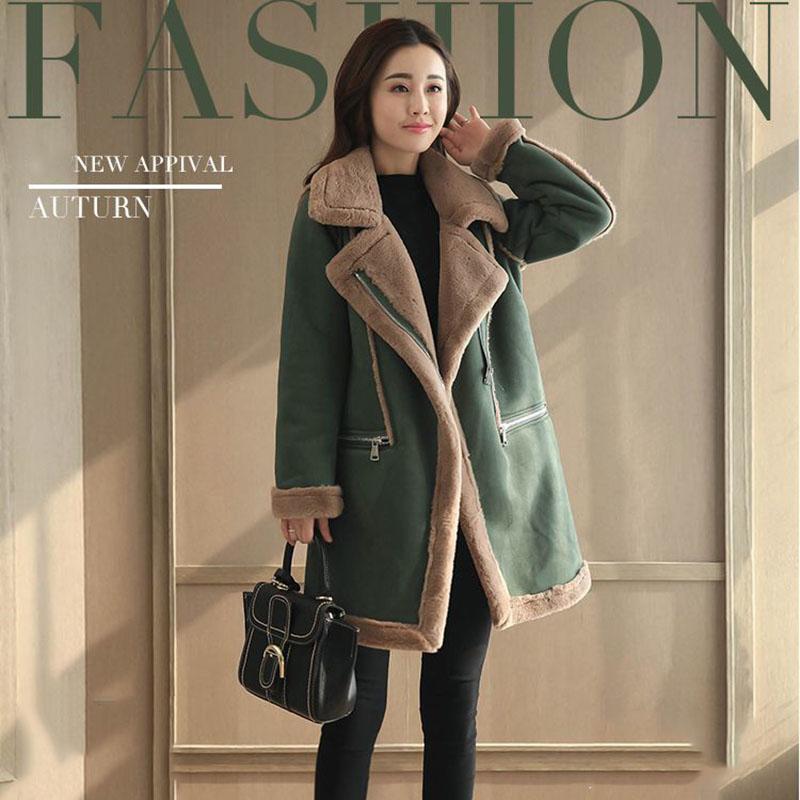 Suede Cotton Coat Winter Korean Version of Loose Thick Fur Lamb Fur Coat Female Mid-length Coat