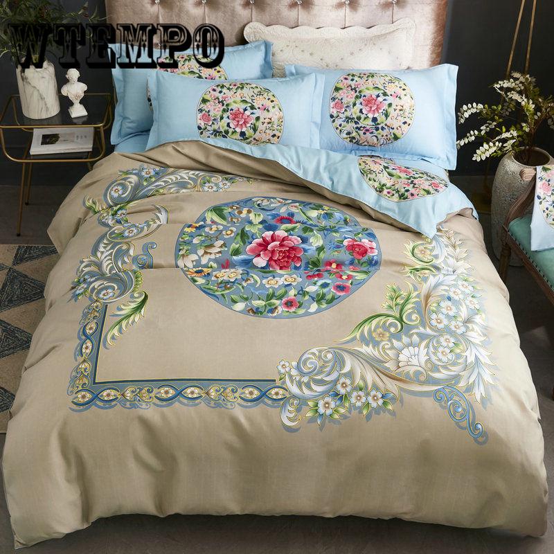 Luxury 3pcs Bedclothes Bedding Set Bedlinen Peony Print Bedding Sets Duvet/Quilt Cover Set