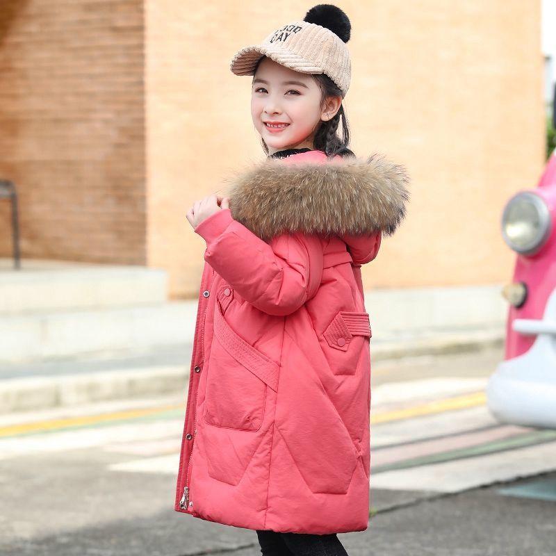 Girls' Winter Warm Cotton Coat Mid-length Plus Velvet Padded Cotton Jacket Korean Fashion Windproof Jacket