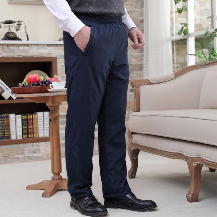 Middle-aged and Elderly Men's Pants Elderly Warm Trousers Winter Plus Velvet Thick Cotton Trousers Loose High Waist Outer Wear Dad Outfit