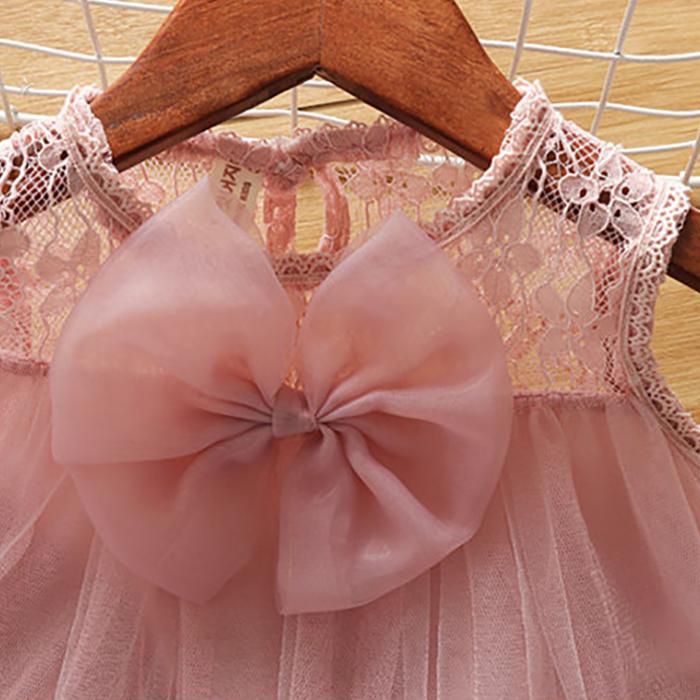 Infant Dress Newborn Baby Girl Dresses Princess 0 3 6 12 Months Baby Dress Mesh Skirt Bow Pleated Ruffle Dress