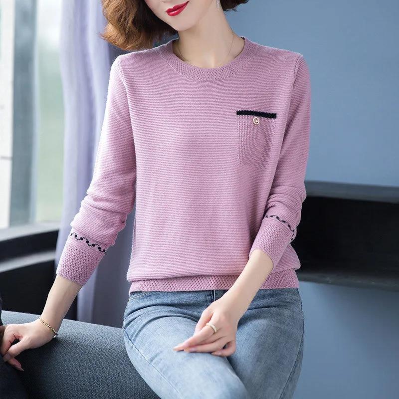 Spring Pullover Knit Bottoming Shirt Ladies Short Sweater Casual Versatile Outer Top Autumn