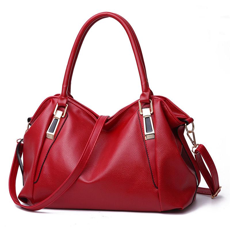 Lychee Soft Leather Texture Shoulder Bag Handbag Simple Versatile Large Capacity Women's Bag