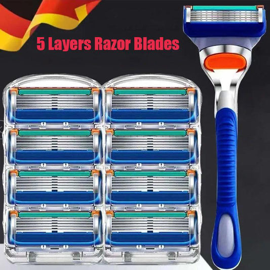 New 8Pcs/Lot Safety Razor Blades for Men Sharp Trimmer Straight Razor Manual Five Layer Shaver