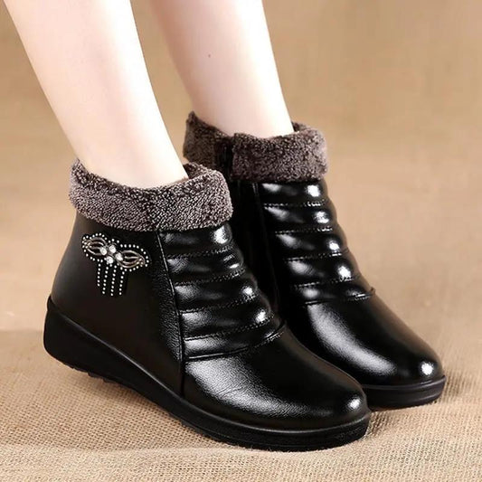 Plush Fleece Boots Winter Warm Short Cotton Boots Waterproof Non-slip Platform Mother Shoes