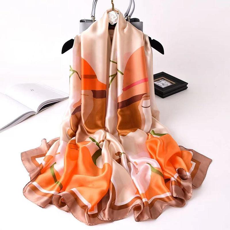 Autumn and Winter Ladies Scarf Fashion All-match Printing Silk Scarf Long Multi-function Scarf Shawl