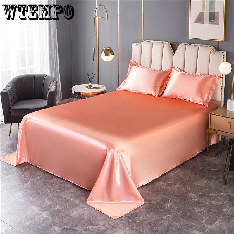 1.8m/2m Queen King Bed Sheet Summer Washable Ice Silk Sheets Silky Bedding