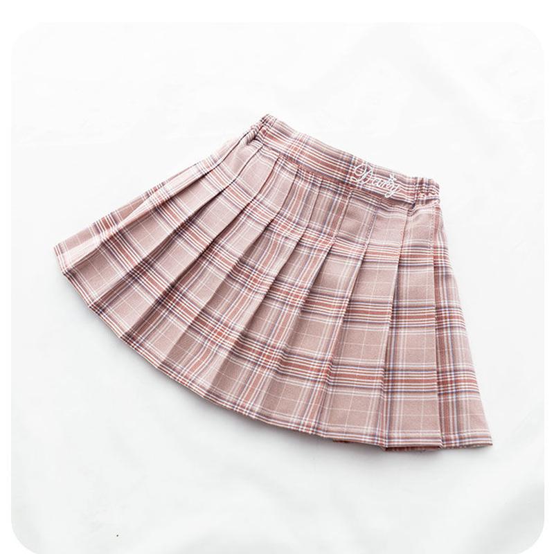 Girls' Pleated Skirt Korean High Waist Skirt Spring and Summer School Dress Embroidered Letter Children's Performance Skirt