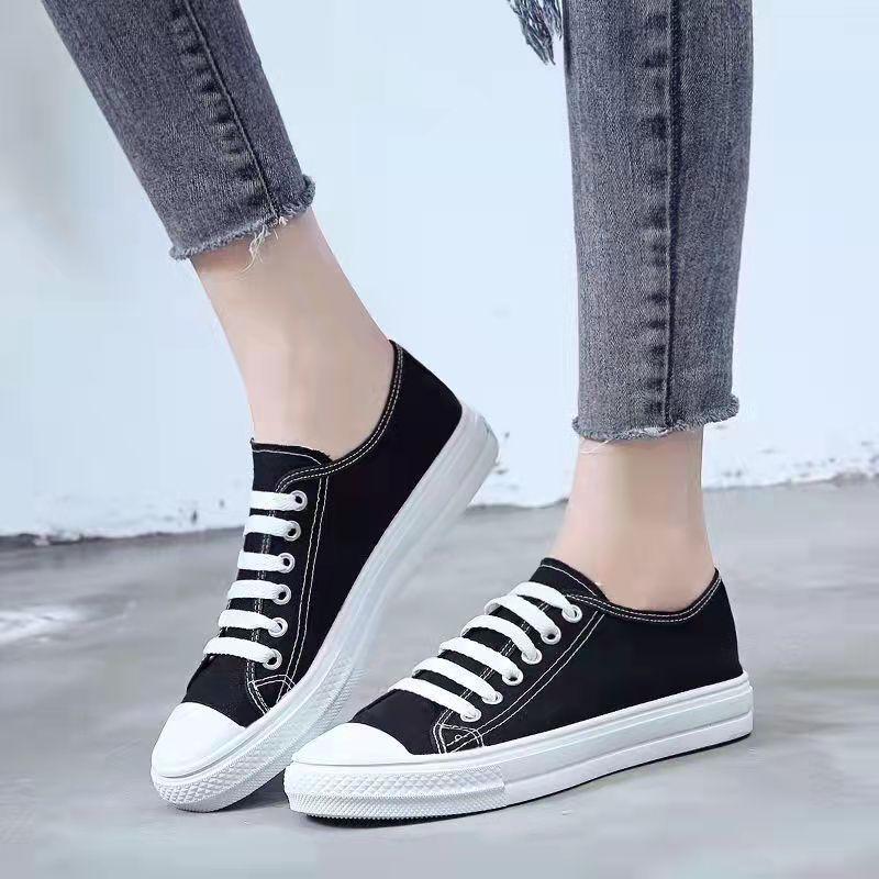 Female Spring and Autumn Canvas Shoes Student Casual Sports Shoes Korean Running Shoes Flat Biscuits