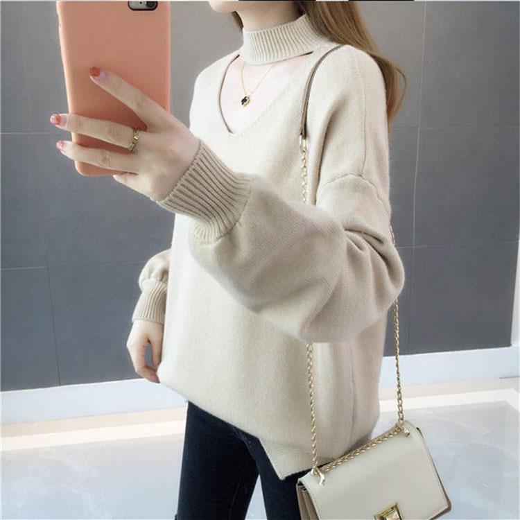 Thick O- Neck Women Sweater Streetwear Knitted Pullovers Top Autumn Winter Christmas Sweater Pull