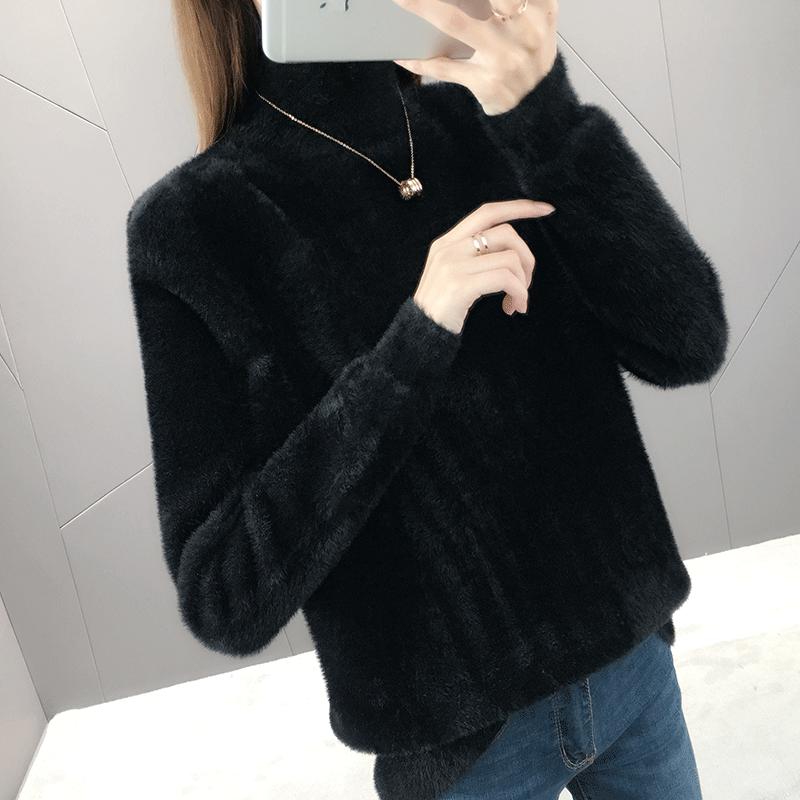 2019 Fashion Cashmere Blended Knitted Sweater Women Tops Autumn Winter Turtleneck Pullovers Female