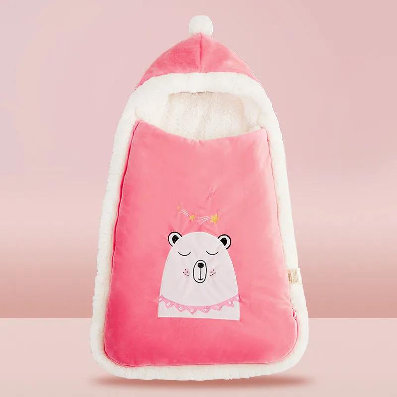 Winter Baby Sleeping Bag Anti Kick Quilt Plush Warm Newborn Anti Jump Swaddle Thickened Double-sided Plush Wind Proof Quilt