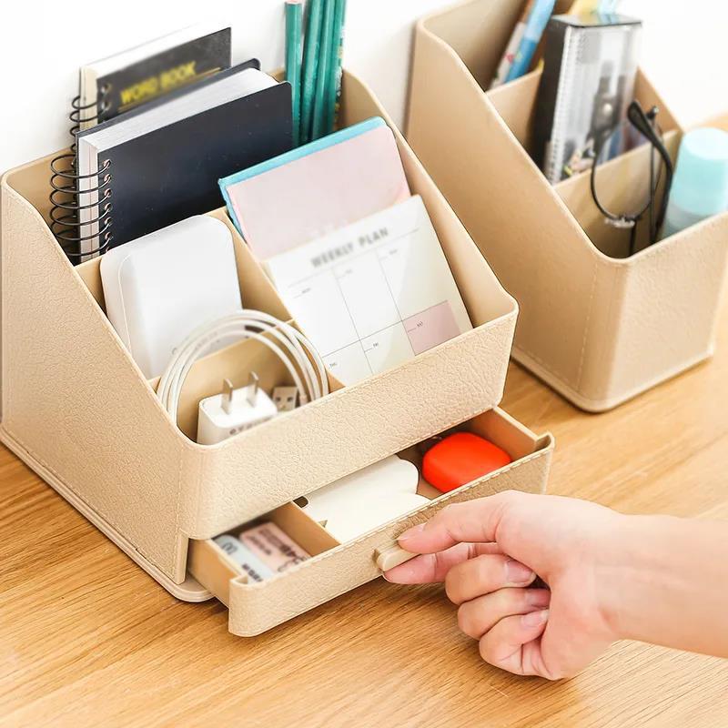 Plastic Desktop Sundries Storage Makeup Organizer Cosmetic Makeup Brush Storage Case Home Office Bathroom Storage Box