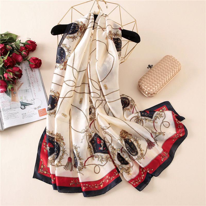 Scarves Ladies Gorgeous Fashion Square Printing Silk Scarf Women's Decorative Shawl