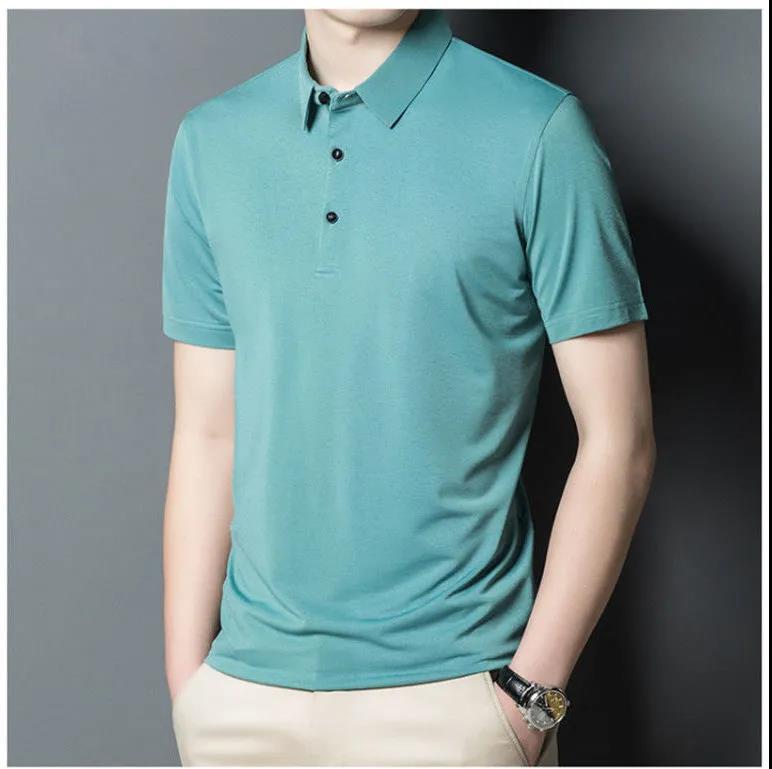 Men's Summer Ice Silk Middle-aged Short-sleeved T-shirt Loose Casual Business T-shirt Men's Top