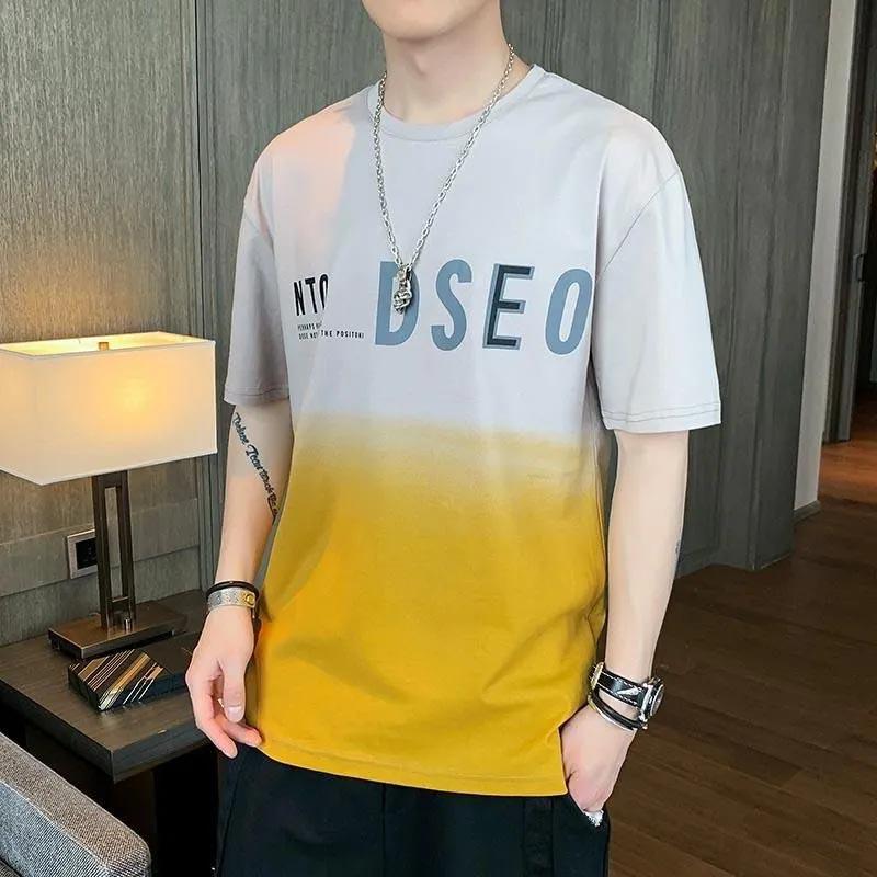 Men's Five-point Short-sleeved T-shirt Summer New Ice Silk T-shirt Trend Loose Half-sleeved Student Shirt Men's Clothing