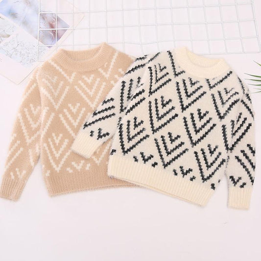 Autumn and Winter Sweater Girls Slim Thickening Fashion Sweater Round Neck Long Sleeve Children's Bottoming Shirt