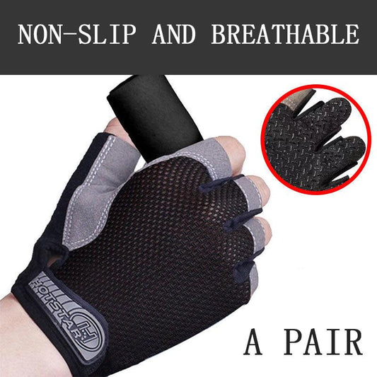 Fitness Sports Gloves Women's Spring and Summer Thin Riding Half-finger Gloves Men's Non-slip Equipment Fingerless Training Spinning Gloves