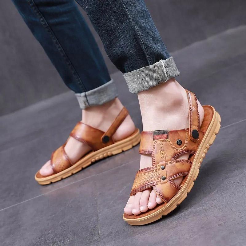 Men's Sandals Summer Korean Version Fashion Non-slip Breathable Dual-use Sandals and Slippers Thick-soled Men's Beach Shoes