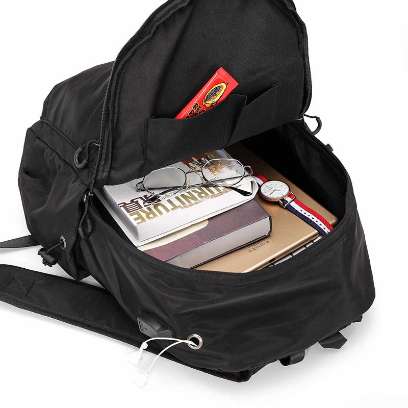 Canvas Backpack Men Women USB Mouthphone Hole Waterproof Travel Bag Student Book Computer Bags