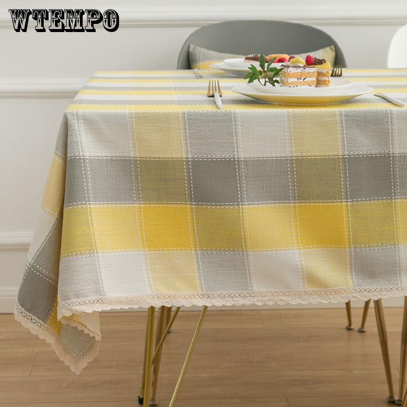 Padded Waterproof Coffee Table Restaurant Tablecloth Coffee Table Striped Tablecloth Fabric