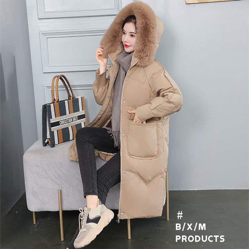 Down Jacket Women's Winter Fashion All-match Thick Mid-length Coat Loose Thin Section with Fur Collar