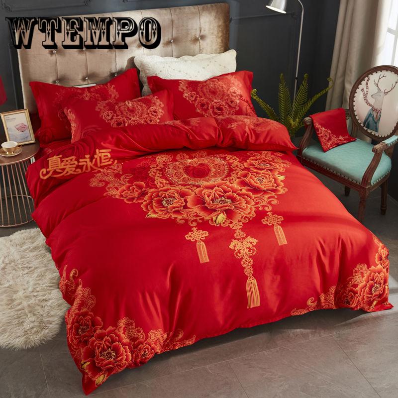 Luxury 3pcs Bedclothes Bedding Set Bedlinen Peony Print Bedding Sets Duvet/Quilt Cover Set