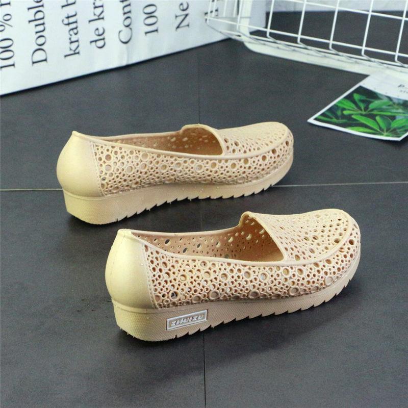 Nurse Shoes Slope Heel Hole Shoes Non-slip Shoes for Pregnant Women Mother Shoes Plastic Sandals Women's White